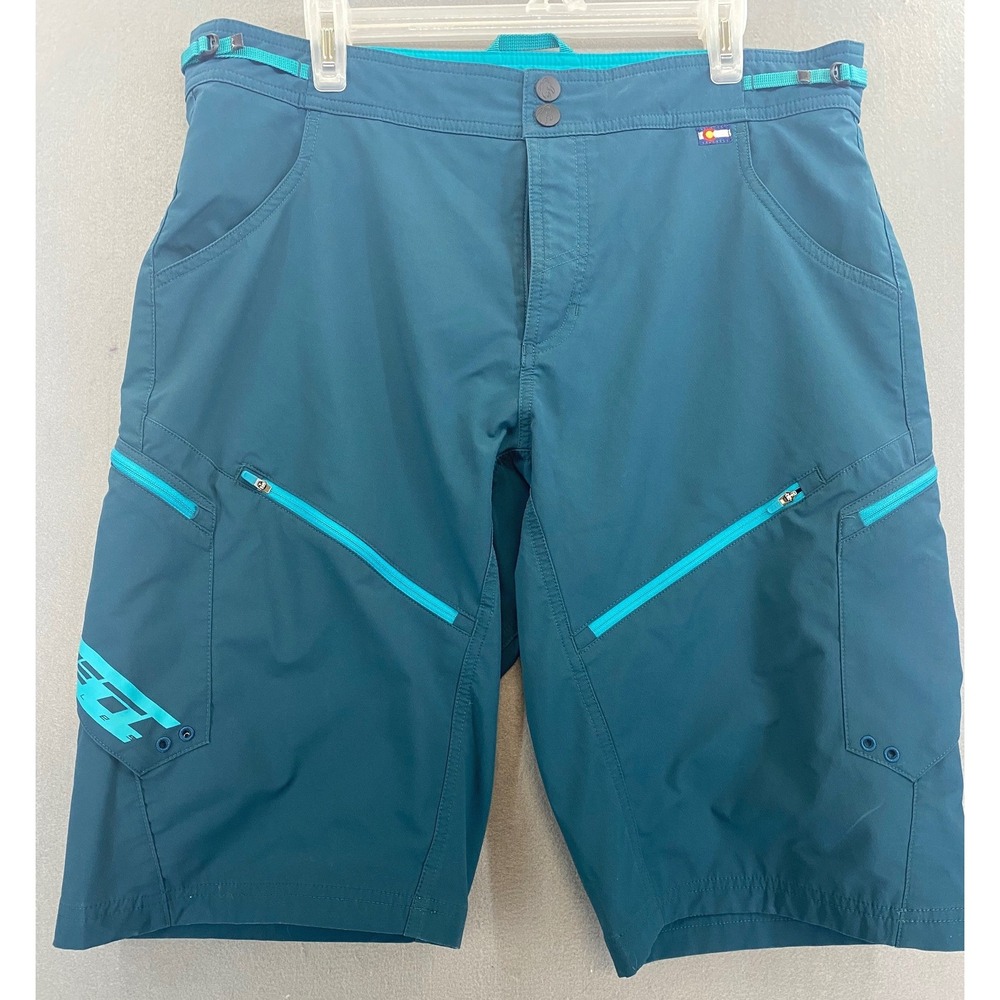 Yeti Mens XL Freeland Mountain Bike Shorts Blue Adjustable Waist MTB Pockets